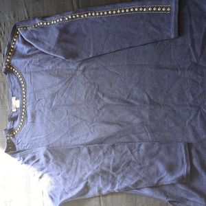 Neiman Marcus size sm long sleeve sweater shirt w/ studded sleeves.